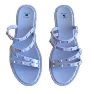 Shade & Shore LIV Women's Size 10 Studded Strap Slide Jelly Sandals Blue Summer